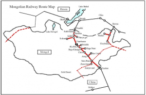 Карта железных дорог Монголии