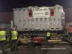 Transshipment of transformers and heavy equipment at Brest station (Belarus)