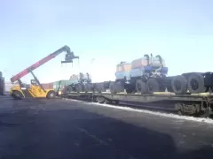 Carriage of construction equipment through the station Chop Ukraine