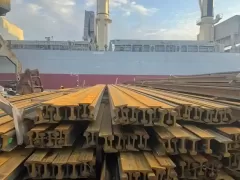 Storage of railway rails at the port of Poti, Georgia.