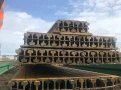 Discharging of railway rails at the port of Poti, Georgia. 