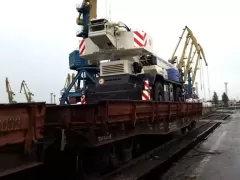 Transshipment of trucks from the vessel on the rail cars in the port of Poti and Batumi, Georgia